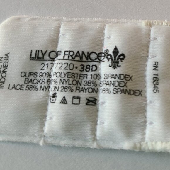 LILLY OF FRANCE WHITE SENSATIONAL LACE LUXURY BRA 38 D - Picture 6 of 7